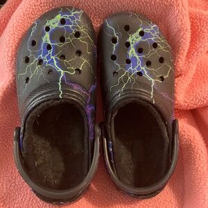 CROCS Black with Lightning Clogs (W6/M4)  - gently used